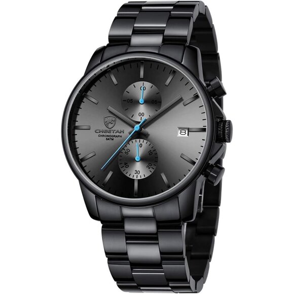 ⚡Men's Watches with Black Stainless Steel and Metal Casual Waterproof Quartz - Picture 1 of 8